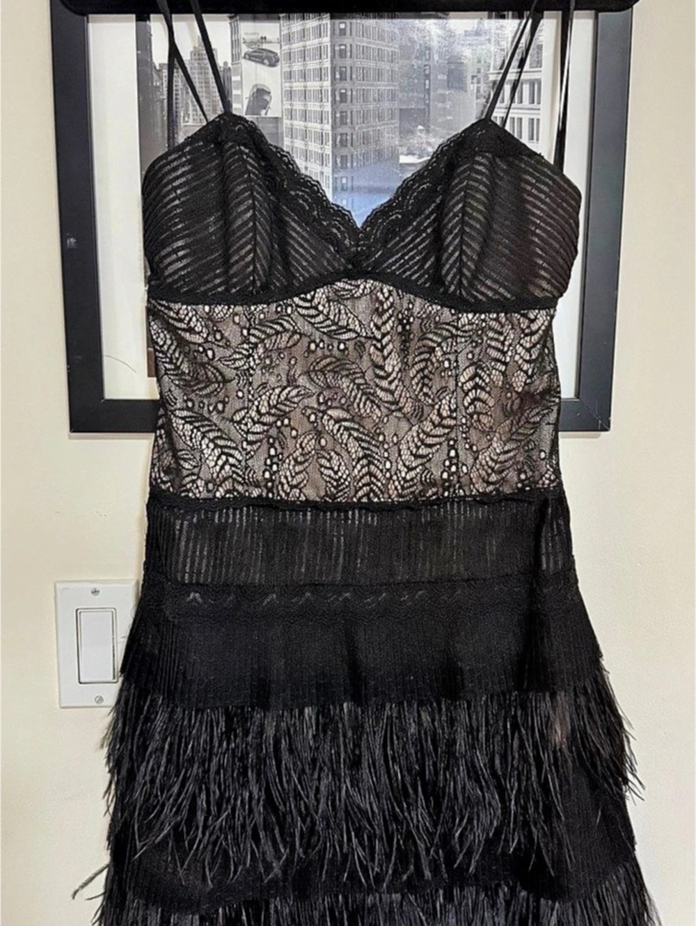 Black Fringe Mini Dress